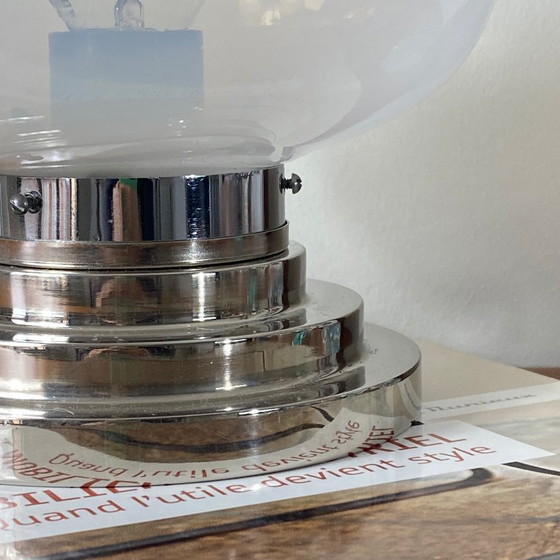 Image 1 of Vintage Murano glass lamp by Mazzega and chromed metal
