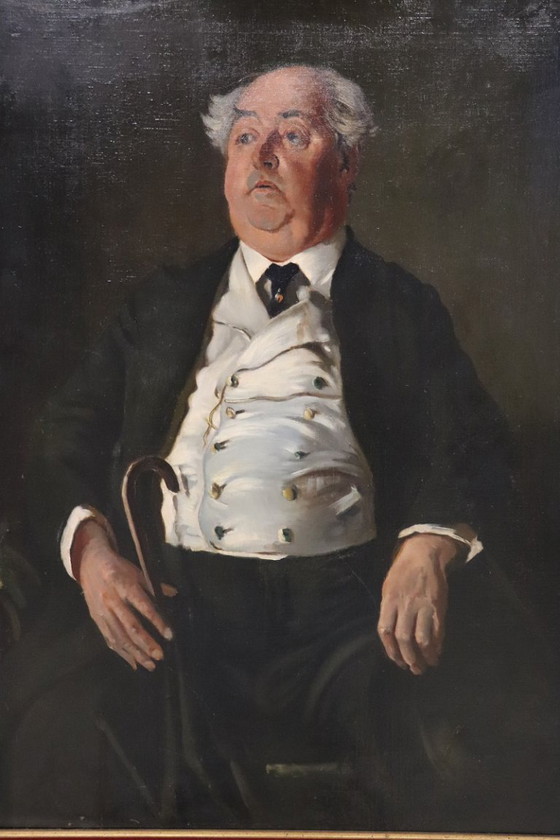 Image 1 of Pintura al óleo sobre lienzo, Retrato del Sr. Minney, siglo XX