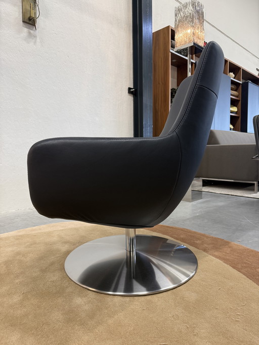 Fauteuil pivotant Gealux Coral en cuir bleu