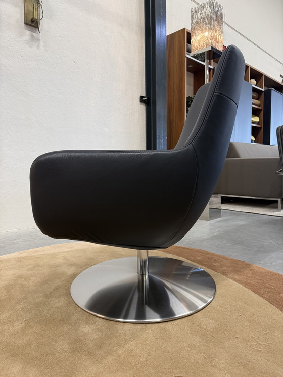 Image 1 of Fauteuil pivotant Gealux Coral en cuir bleu