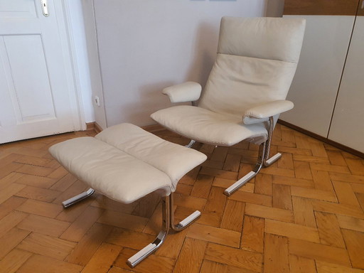 Sillón De Sede DS-2030 + Reposapiés / Otomana Arena / Cromo