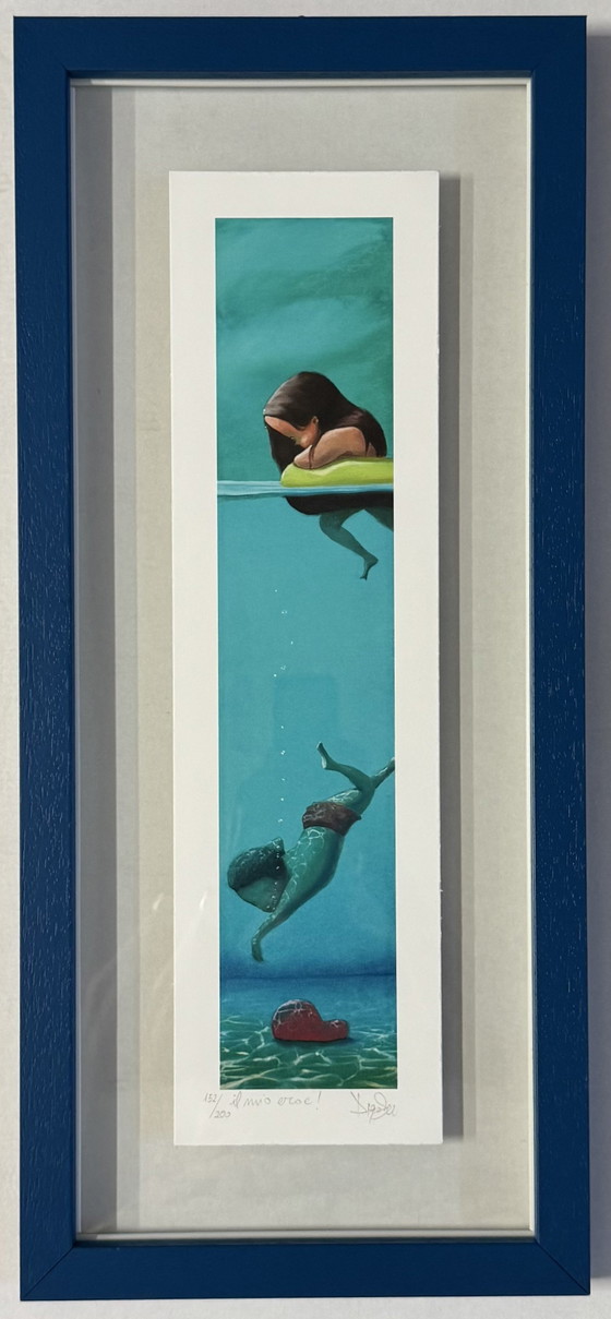 Pintura Giclée de Bellas Artes de D. Santini, 13x46cm, Mi Héroe en Marco, Arte Moderno (photo 2 of 6)
