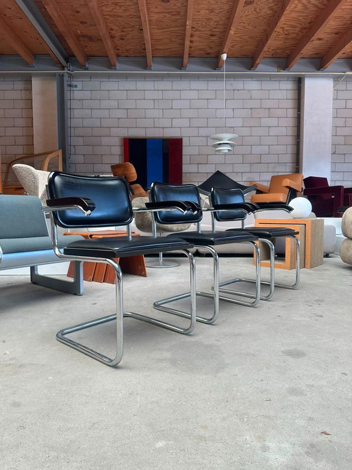 Fasem B32 Cesca Stühle (4er-Set) – eetkamerstoelen, Leather, Metal