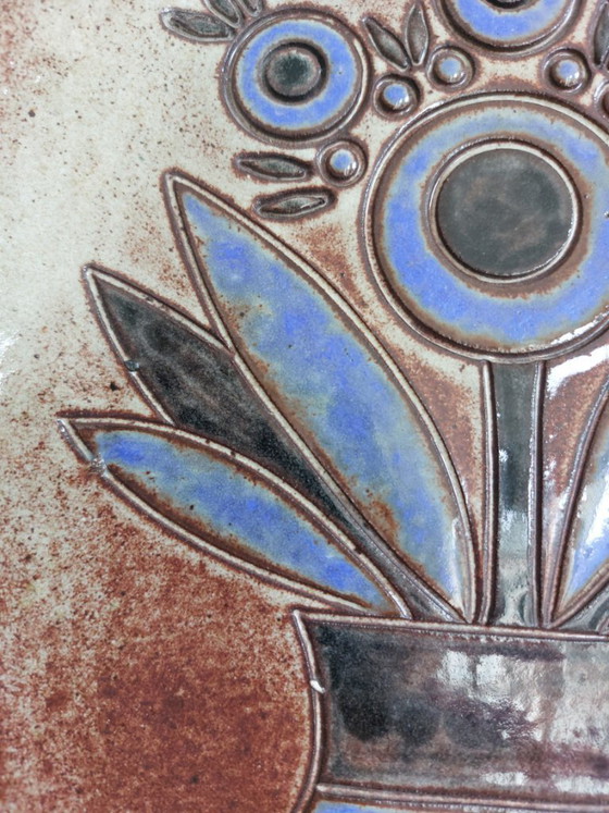 Image 1 of Marie-Henriette Bataille para Atelier Dour - Placa de pared de cerámica de mediados de siglo (Bélgica, década de 1960)