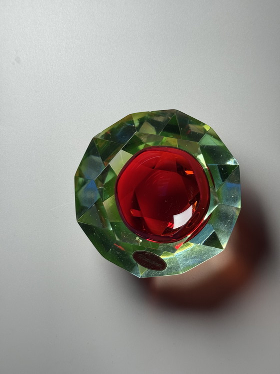 Image 1 of SEGUSO - Flavio Poli, Murano – Two-Tone Sommerso Crystal Bowl (Uranium & Ruby), 1950s