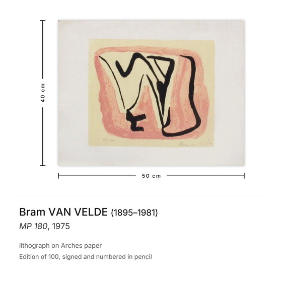 Bram Van Velde signierte Lithographie MP 180 1975 – Lithographien & Drucke, Paper (photo 3 of 5)