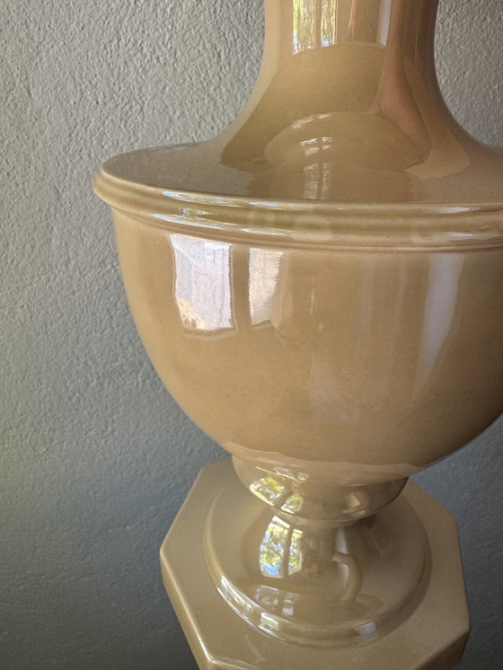 Image 1 of Beige glazed ceramic lamp from the '80s