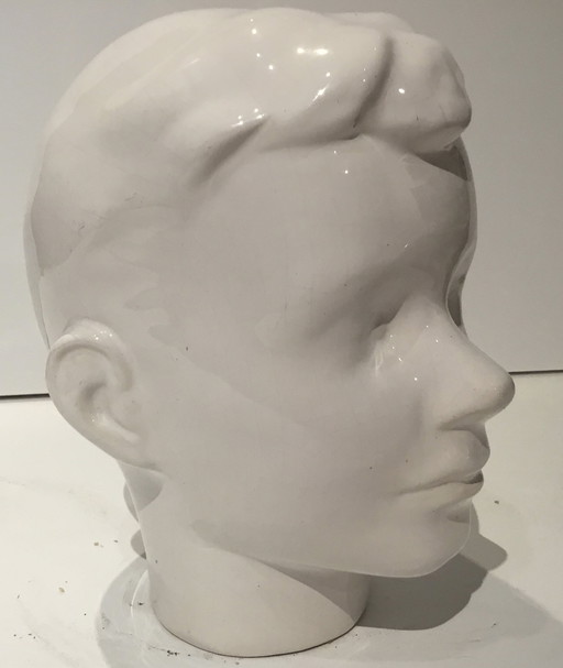 Vintage Boy's Head White Ceramic