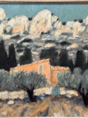 Yann Rebecq (geb. 1955) – Bauernhaus an der Straße nach Servières, in St-Rémy de Provence, Öl, Leinwand