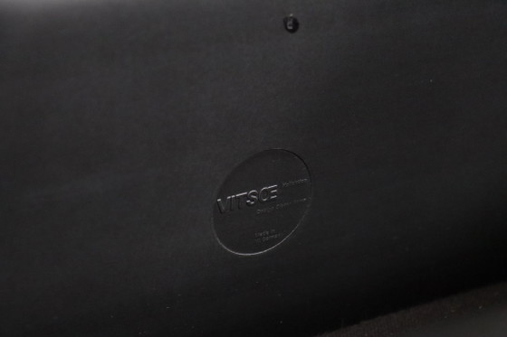 Image 1 of Dieter Rams Modell 620 Zweisitzer-Sofa aus schwarzem Leder für Vitsoe, 1980er Jahre