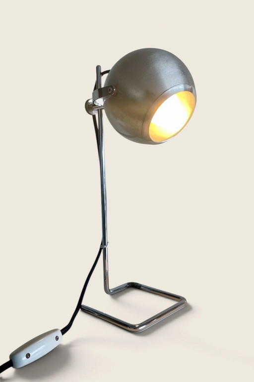 Disderot Eyeball Lampe Vintage 60er Jahre Aluminium Chrom Kugel Space Age