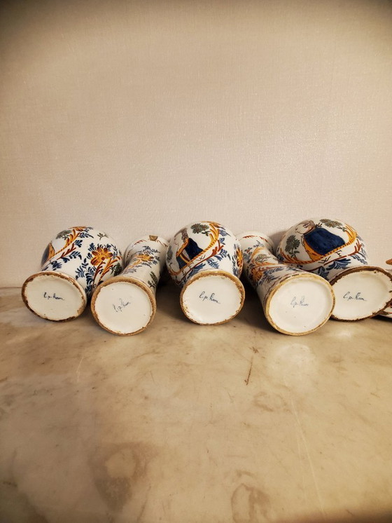 Image 1 of Delftware – Set of 5 signed pieces – 18th century (ref3953)