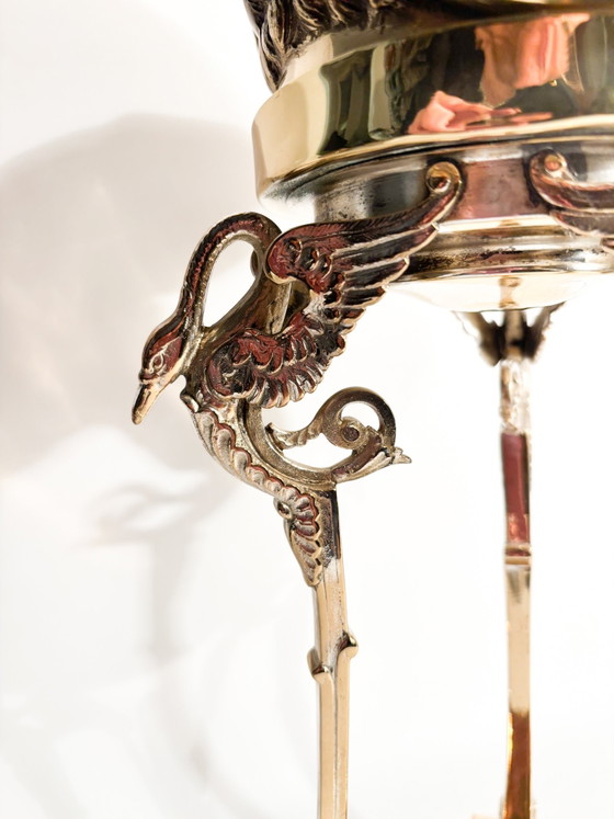 1970s Gilded Bronze Ram's Head Sculpture with Pedestal – Brass (photo 6 of 11)