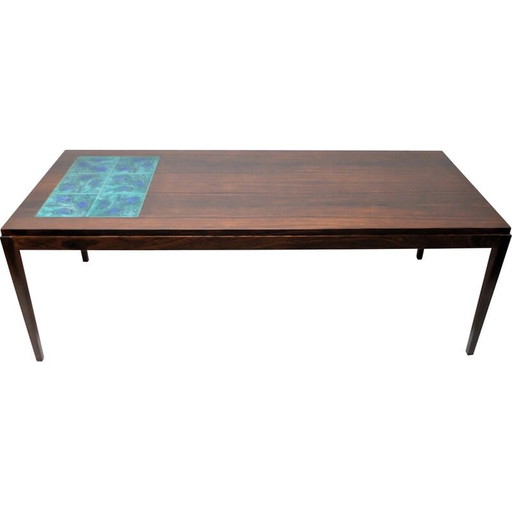 Skandinavischer Vintage-Couchtisch aus Palisanderholz und Keramikfliesen, 1960