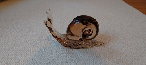 Wunderschöne, große Murano-Schnecke, transparent rauchbraun, Vincenzo Nason & Co., Murano, 20 x 13 cm