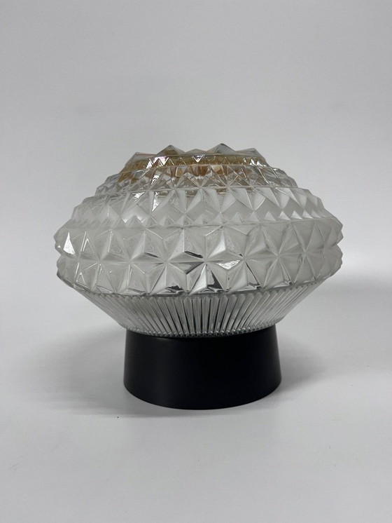 Image 1 of Vintage Herda plafondlamp mid century goud en wit