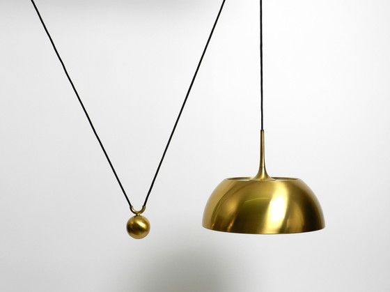 Image 1 of Magnifique Rare Original 1970 Florian Schulz Brass Suspension Light with Pulley System
