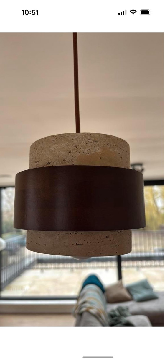 Image 1 of Mooie hanglamp - travertine en hout 