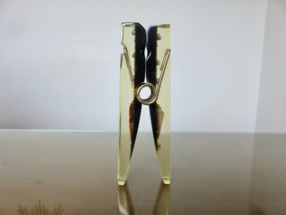 Image 1 of Resin clip with inclusions, photo holder, letter holder, paperweight, 60s