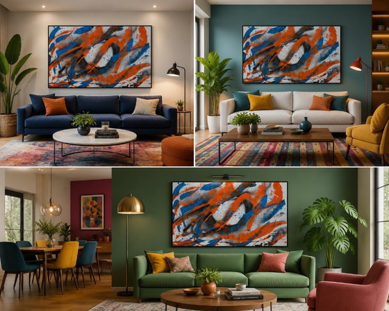 Image 1 of XXL Modern Painting 160x100 – Premium Living Room Wall Art | Contemporary Home Décor (GALTU - MoonGraff-vol.120-XXL)