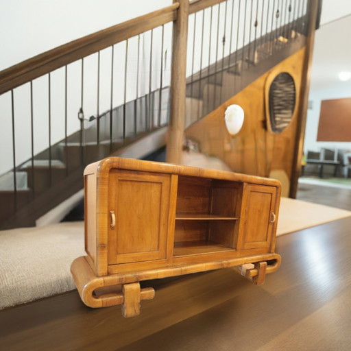 Modern Art Deco Houten TV-meubel Notenhout 1950 | Media Center Mid Century Modern, Italië | Art Décor TV-meubels