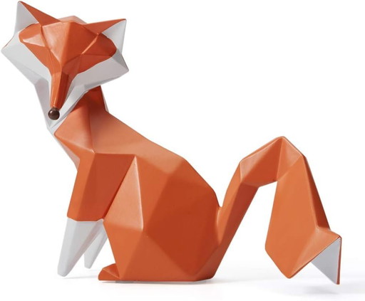 Amoy-Art Figure Decoration Fox Animal Sculpture Statue Geometric Modern Art For Home Cedeau Giftbox Polyresin 20cmL