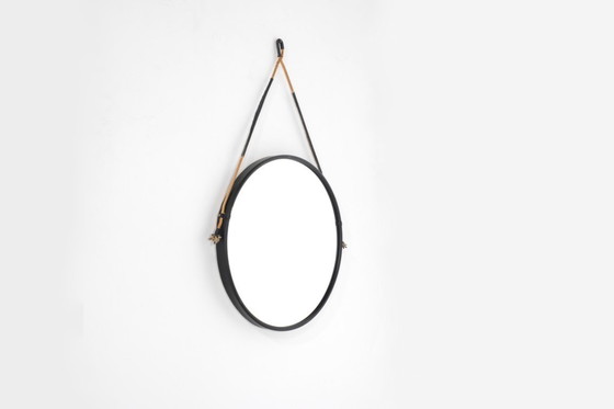 Image 1 of Vintage ronde stalen spiegel, Italië, jaren 70.