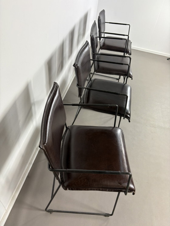 4 NovaStyl Collection Brown Leather Dining Chairs – Metal (photo 2 of 15)