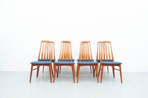 8x sillas de teca "Eva" de Niels Koefoed para Koefoed Hornslet (años 60)