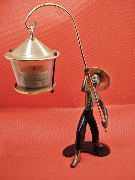Figurine Thermomètre Vintage Style Rohac/Bosse – beeldhouwkunst, Brass