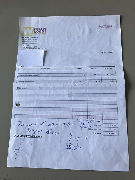 Image 1 of 8 sedie da pranzo in pelle rossa Toledo in pelle