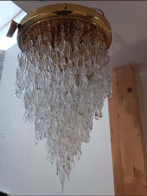 Murano crystal waterfall chandelier 1970s
