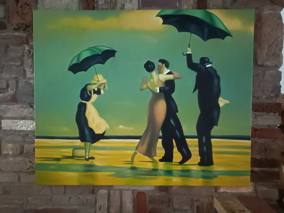 Image 1 of Stylish figurative painting – “Dance in the Wind” – inspired by Jack Vettriano