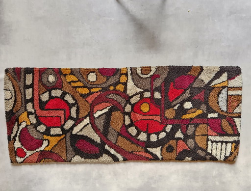 70's vintage wool wall hanging spaceage smyrna art rug