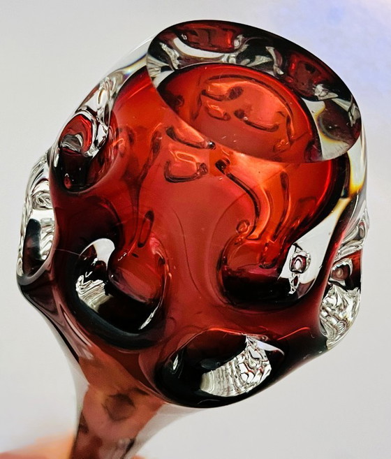 Image 1 of Retro sueco- Börne augustsson- Jarrón con huella digital - alto- rojo