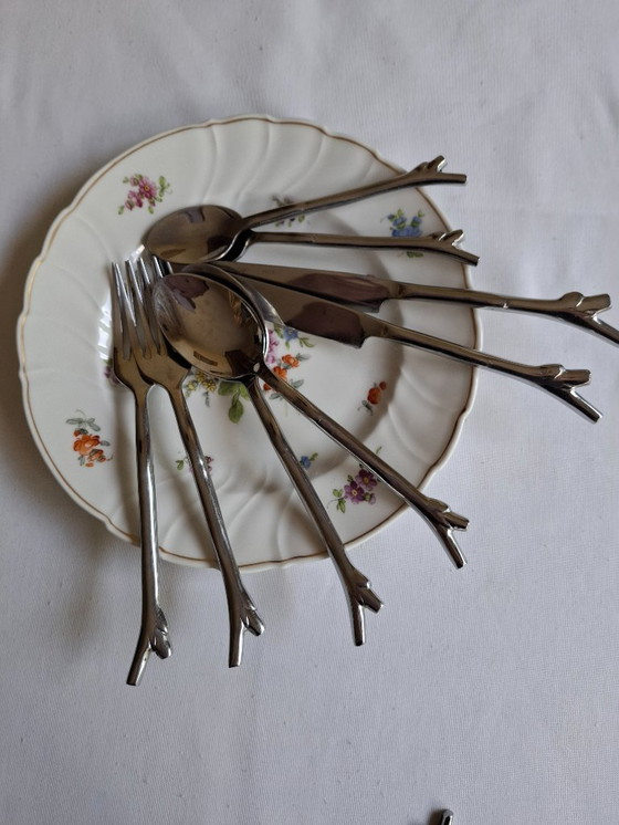 Image 1 of Stainless steel twig branch cutlery x6 (or 12) persons