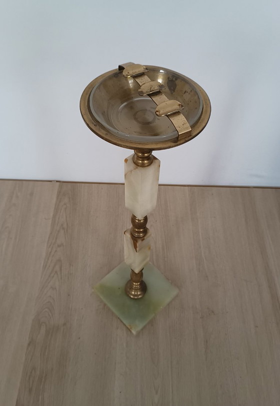 Image 1 of Luxuriöser 50er Jahre Standaschenbecher mit Marmor