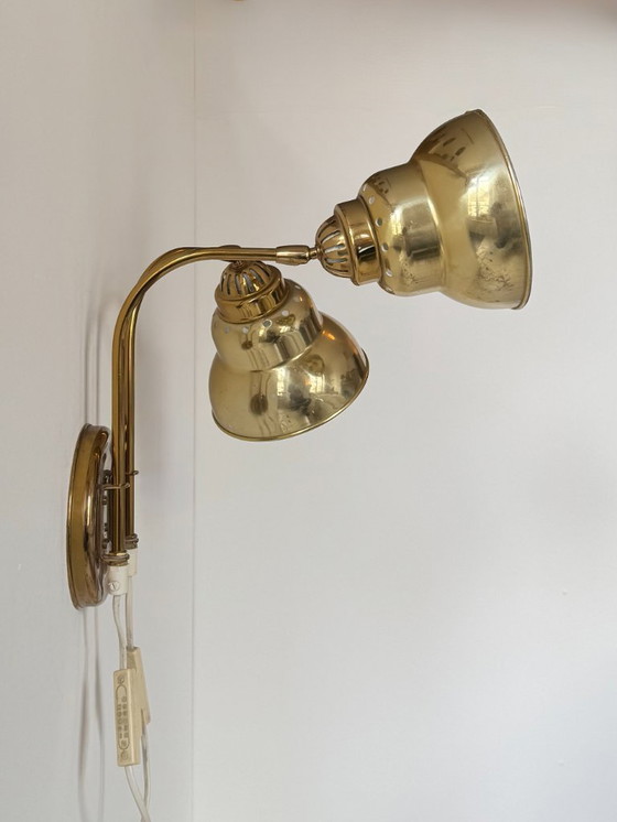 Image 1 of Applique da parete doppia in ottone vintage, Svezia, 1970