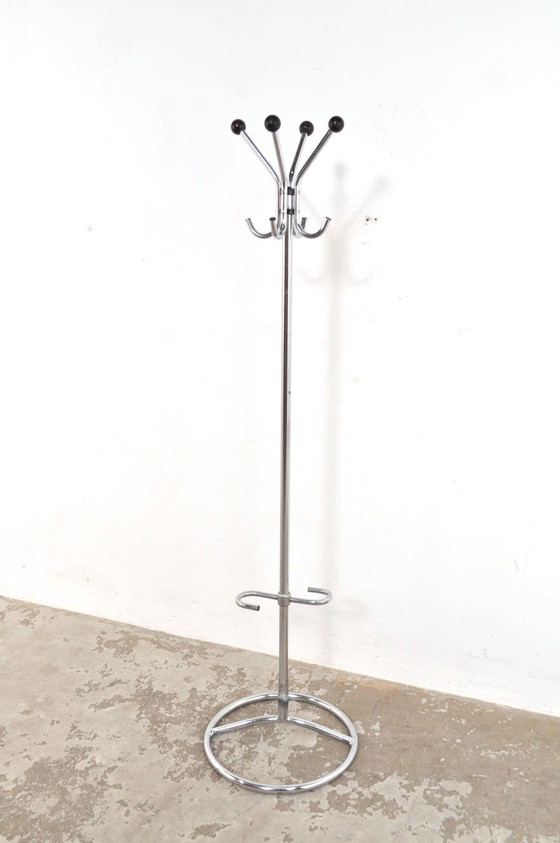 Image 1 of Vintage Verchroomde Kapstok Met Parapluhouder Jaren 60