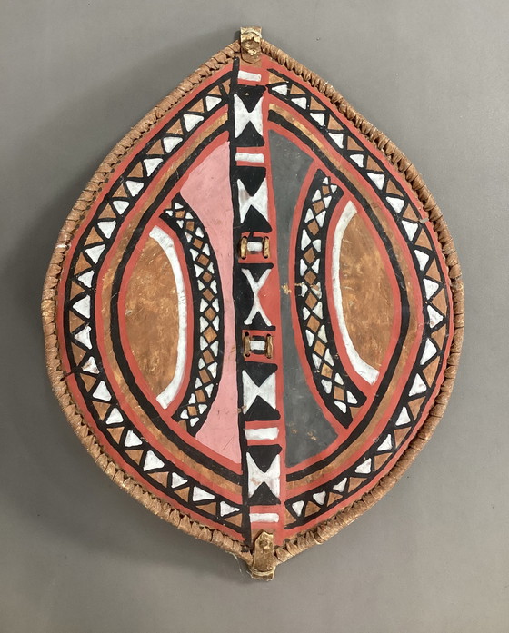 Image 1 of Vintage Masai Kenya Africa shield drinking bottles and spear