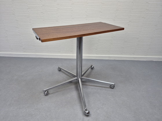 Image 1 of Vintage television table. Mobile side table. Chrome/teak.