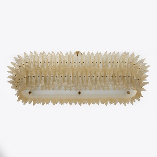 Mid-Century Modern Style Italian Murano Glass And Brass Palmette Chandelier – kroonluchters