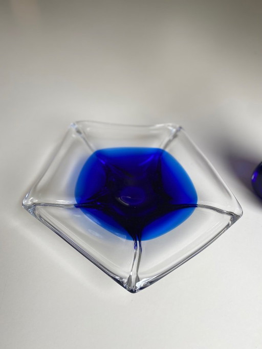 Murano vintage vase and bowl (blue)