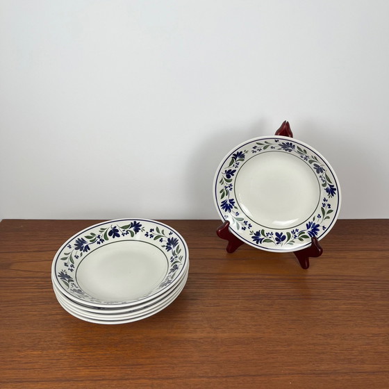 Image 1 of Set di 6 piatti fondi Churchill England, motivo floreale, 1970