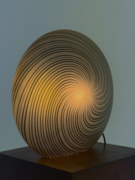 Image 1 of Italian vintage glass table lamp in shades of gray with swirl pattern