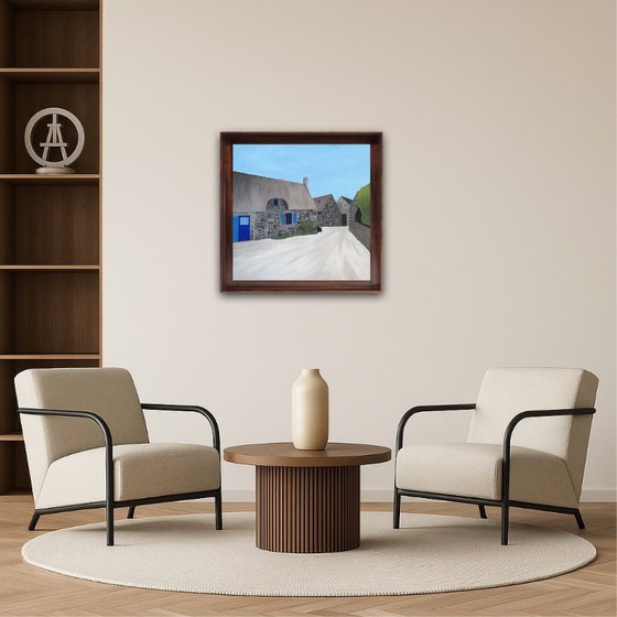 Image 1 of Öl auf bespanntem Keilrahmen. Format 50x50cm. Schwarzer amerikanischer Kasten.