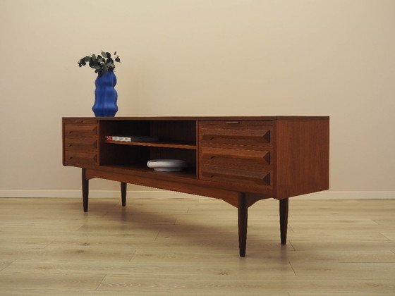 Credenza danese in teak con ripiani estraibili e cassetti, anni '70 – Credenze, Wood (photo 3 of 18)