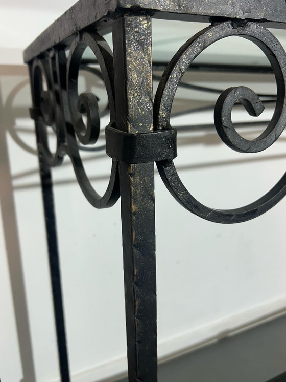 Image 1 of Twee gesmede console tafels.