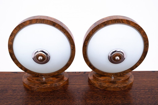 A pair of Art Deco table/night lamps, Poland, 1950s