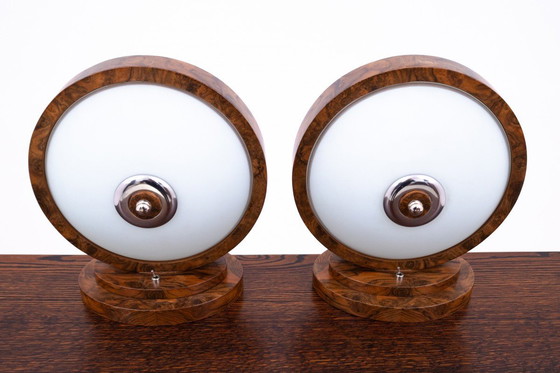 Image 1 of Paire de lampes de table/nuit Art déco, Pologne, années 1950